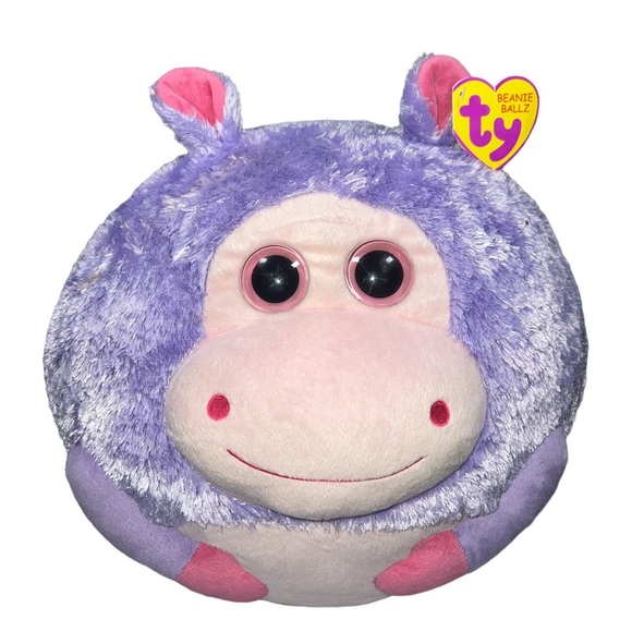 TY BEANIE BALLZ DEWDROP THE HIPPOPOTAMUS BALL LARGE 14" 35CM RARE PLUSH TOY TAG - Picture 1 of 10
